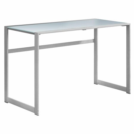 HOMEROOTS 30 in. Silver Metal & White Tempered Glass Computer Desk 333497